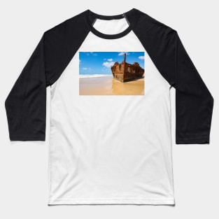 Shipwreck, Maheno rusting hulk grounded on Fraser Island. Baseball T-Shirt